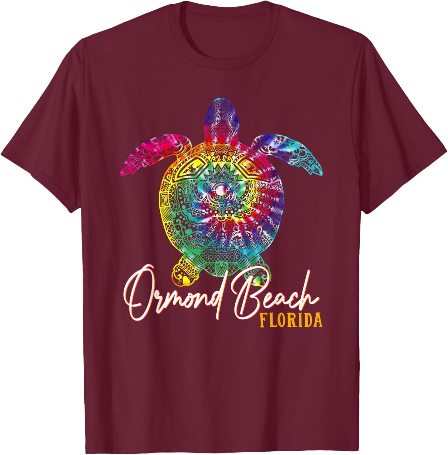 Ormond Beach Tie Dye Sea Turtle Matching Family Vacation T-Shirt - T-Shirt | Maroon
