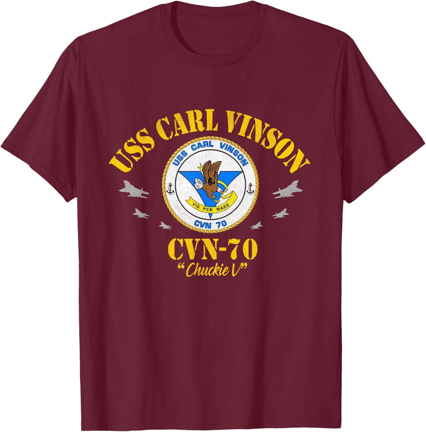 USS Carl Vinson (CVN-70) Aircraft Carrier Veteran Flag T-Shirt - T-Shirt | Maroon
