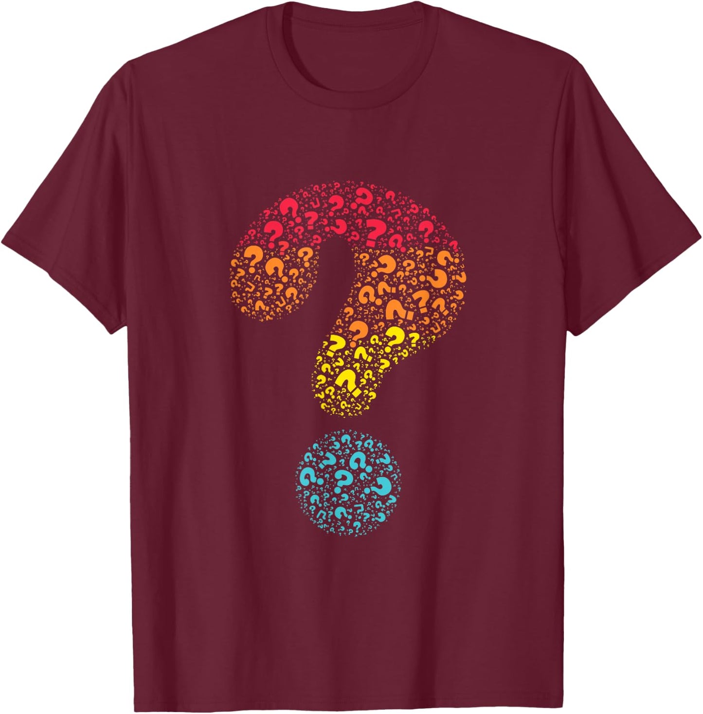 English Writing Questioning Typographic Designs Question Mark Grammar Punctuation Funny T-Shirt - T-Shirt | Maroon