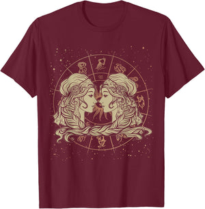 Gemini Birthday Born in May or June Zodiac Gemini T-Shirt - T-Shirt | Maroon