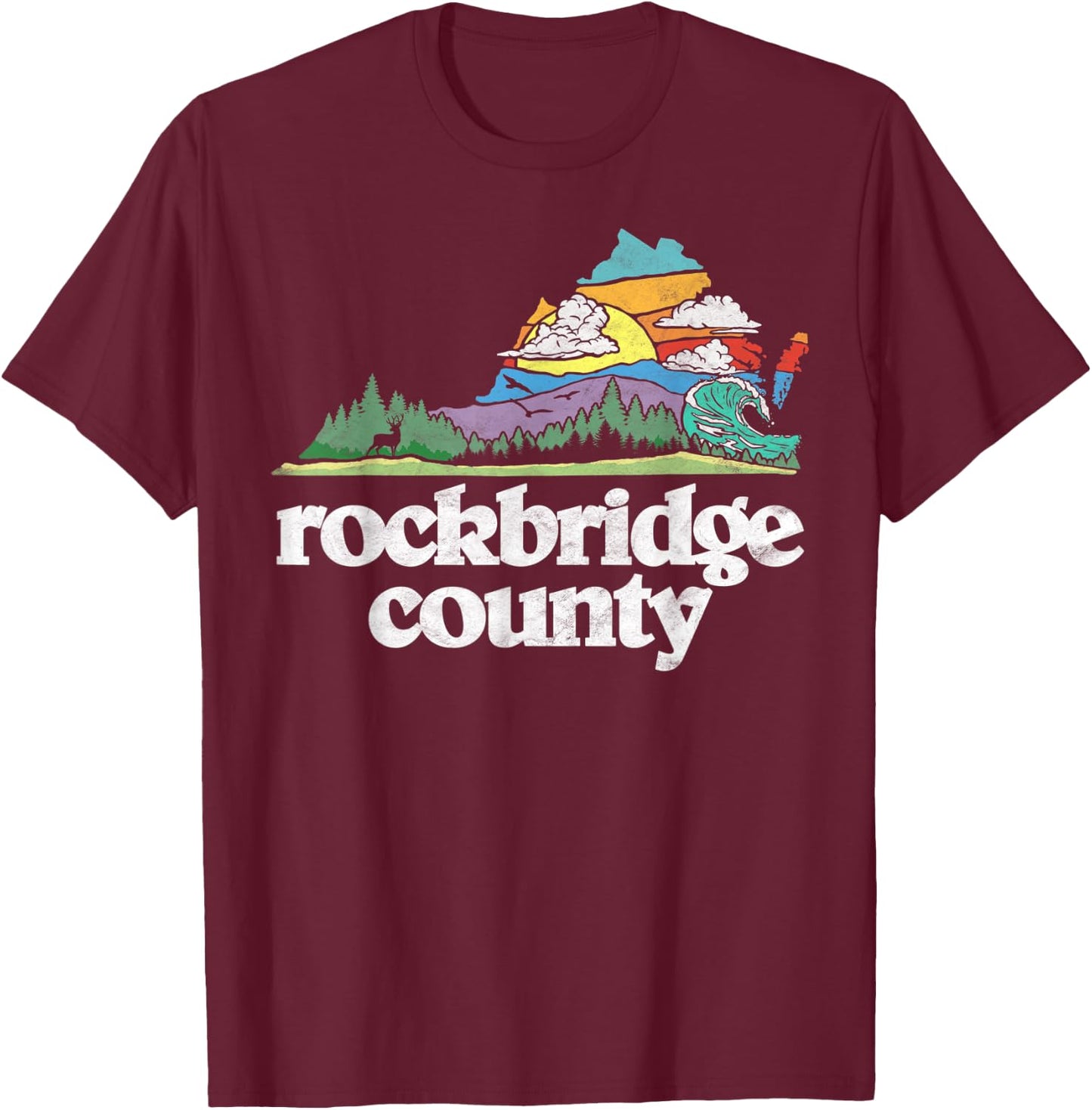 Rockbridge County Virginia Outdoors & Nature Lover Retro T-Shirt - T-Shirt | Maroon