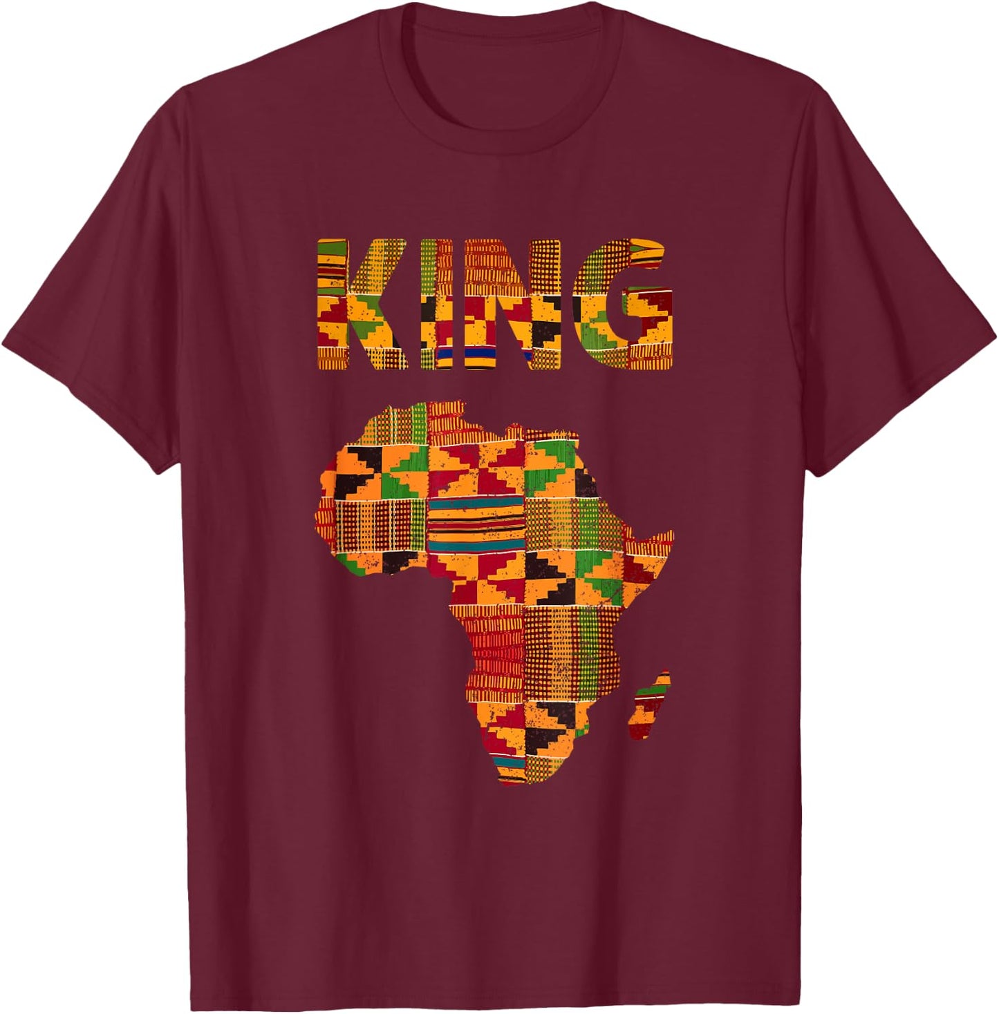 Cool African King Design Kente Cloth Africa Ghana Kids Men T-Shirt - T-Shirt | Maroon
