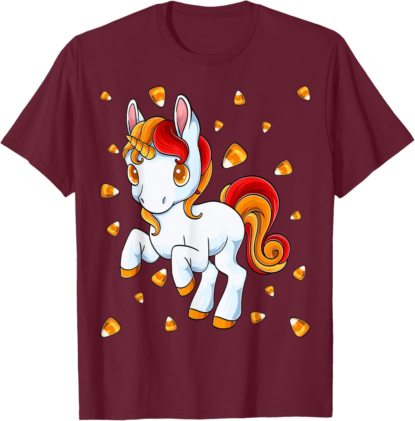 Unicorn Candy Corn Halloween Unicorn Costume Candicorn T-Shirt - T-Shirt | Maroon