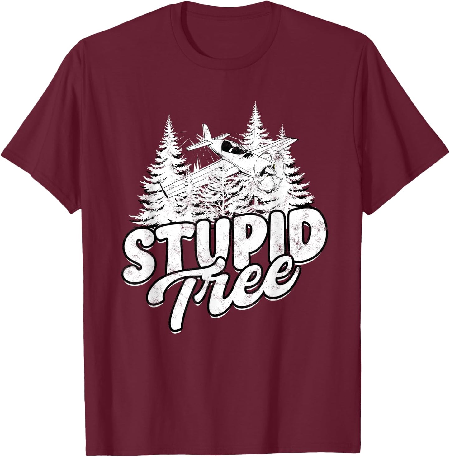 RC Plane Stupid Tree T-Shirt - T-Shirt | Maroon