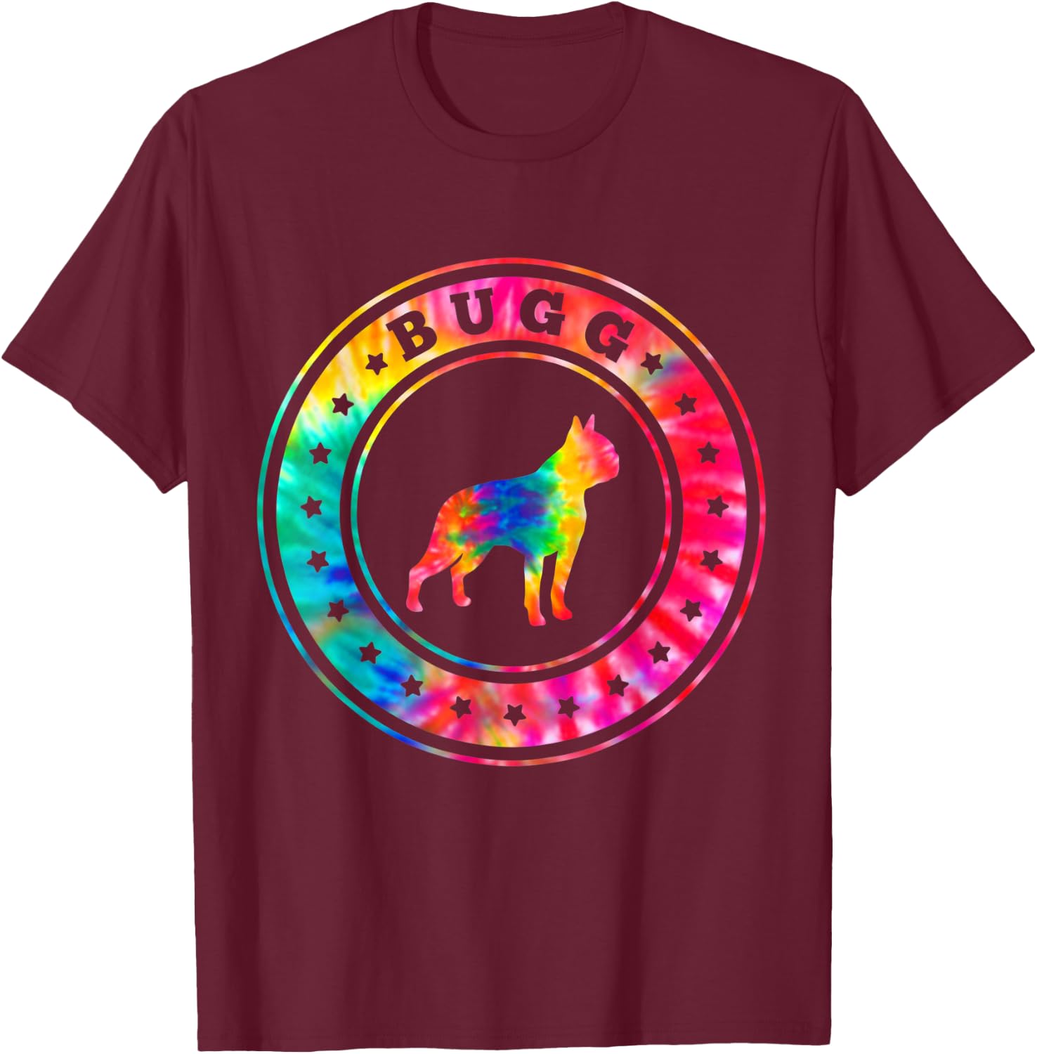 Tie Dye Bugg Dog Mom Dad Pet Lover T-Shirt - T-Shirt | Maroon