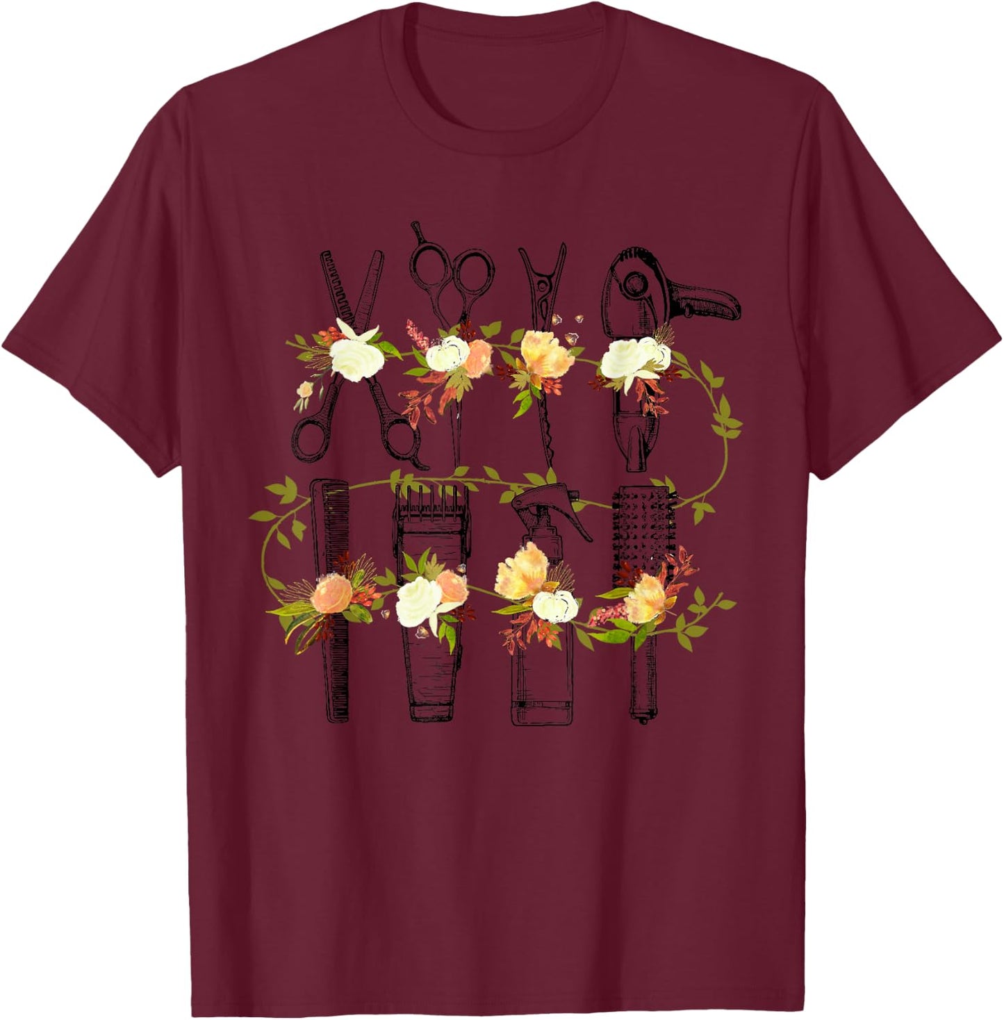 Funny Hair Stylist Tools Gift Hairdresser Women Barber Shop T-Shirt - T-Shirt | Maroon