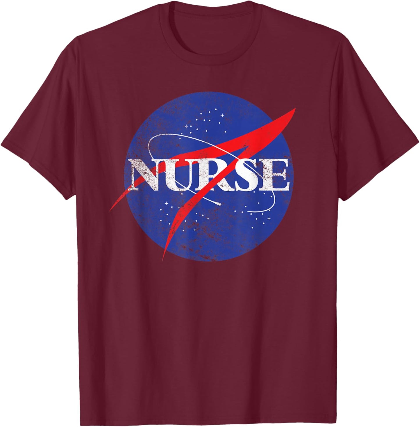 Nurse Astronaut Distressed Retro for Outer Space Nursing T-Shirt - T-Shirt | Maroon