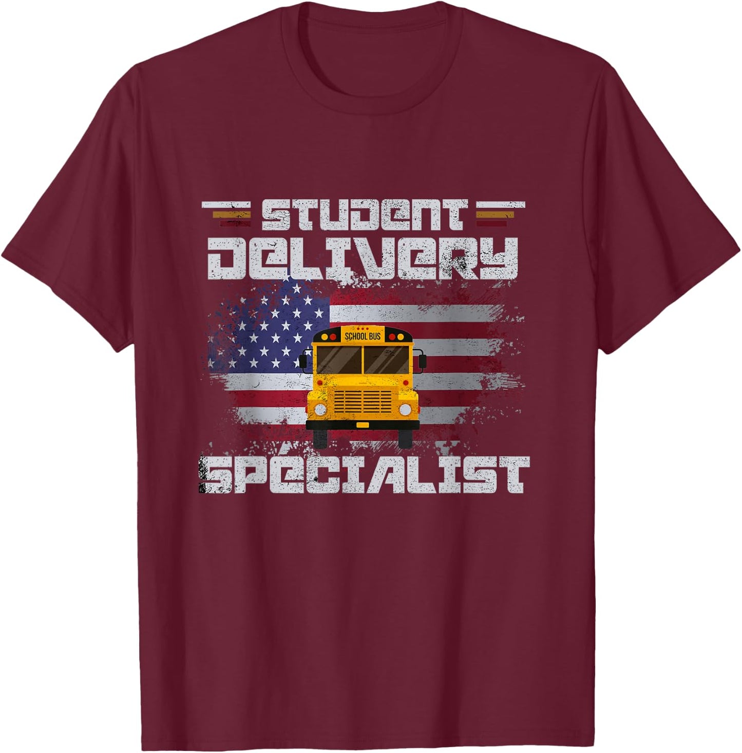 School Bus Driver's American Flag Pride | School Bus Driver T-Shirt - T-Shirt | Maroon