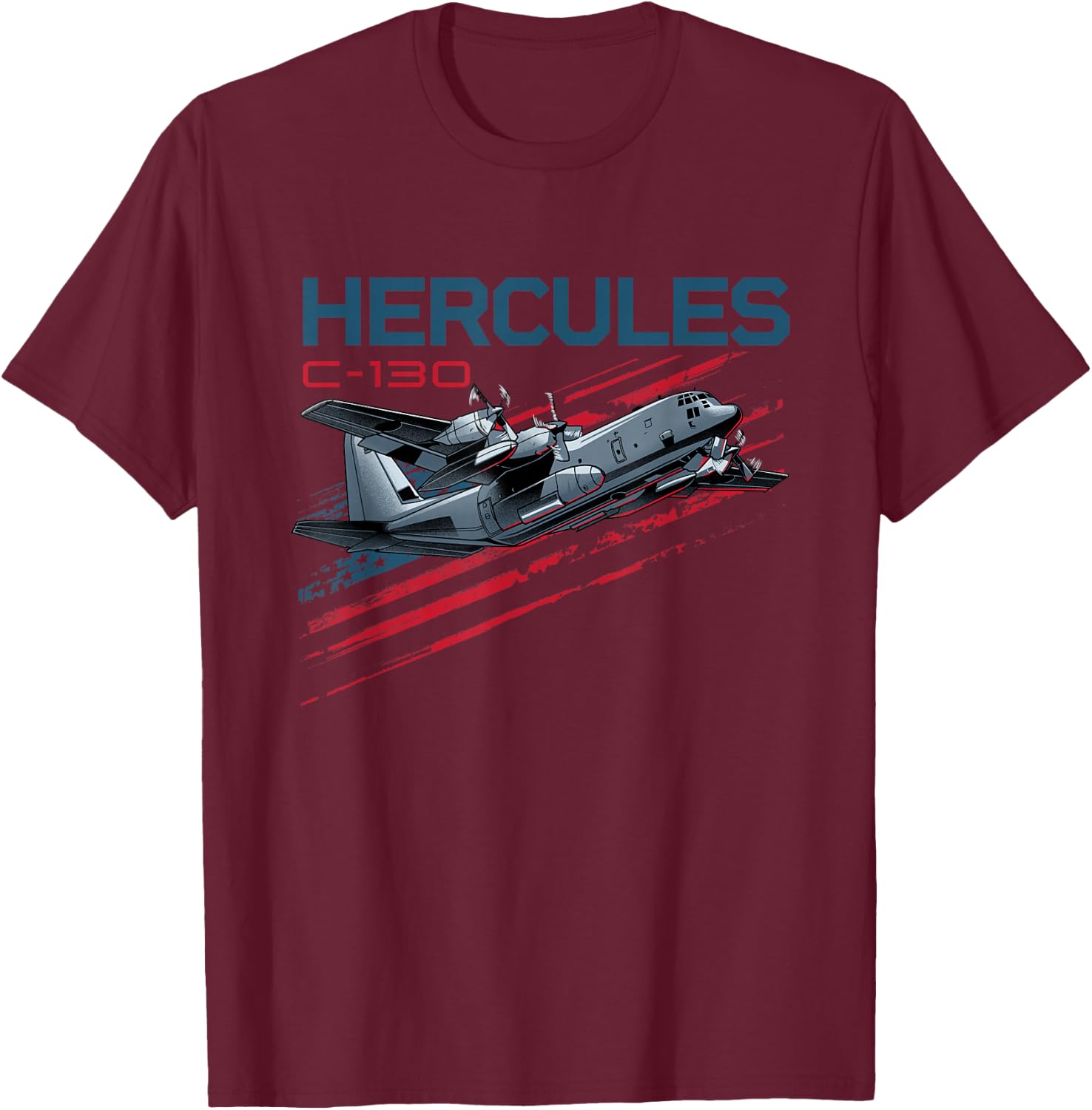 Military Cargo Airplane C-130 Hercules T-Shirt - T-Shirt | Maroon