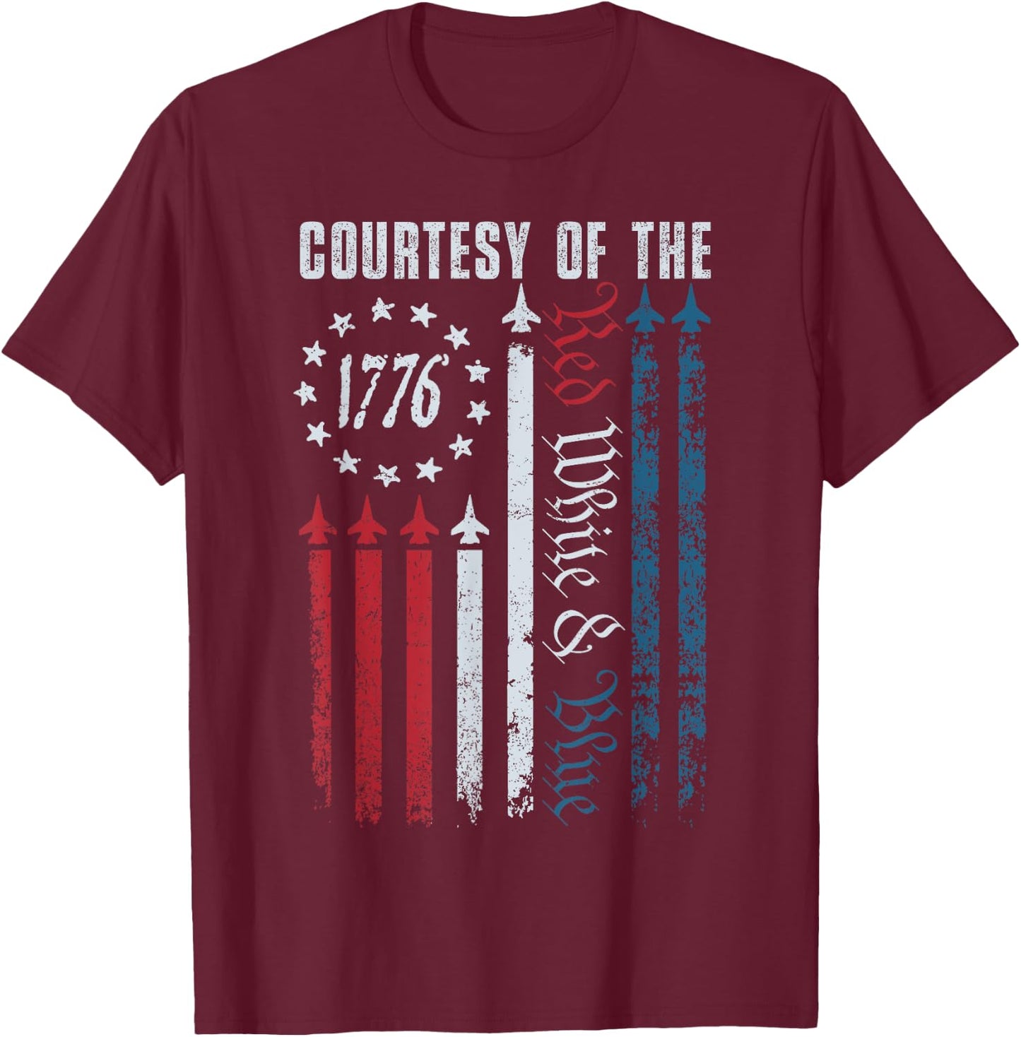 Vintage America USA Flag Courtesy Of The Red White And Blue T-Shirt - T-Shirt | Maroon