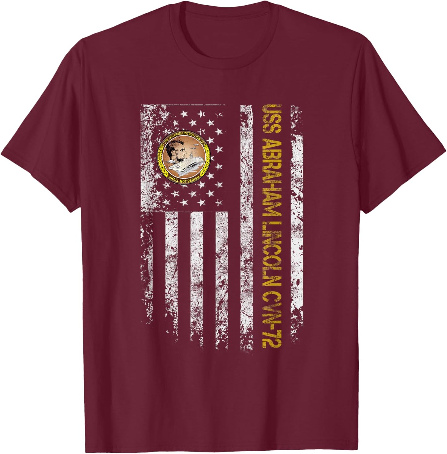 Proud US Military Warships USS CVN-72 Veterans Day Black T-Shirt - T-Shirt | Maroon