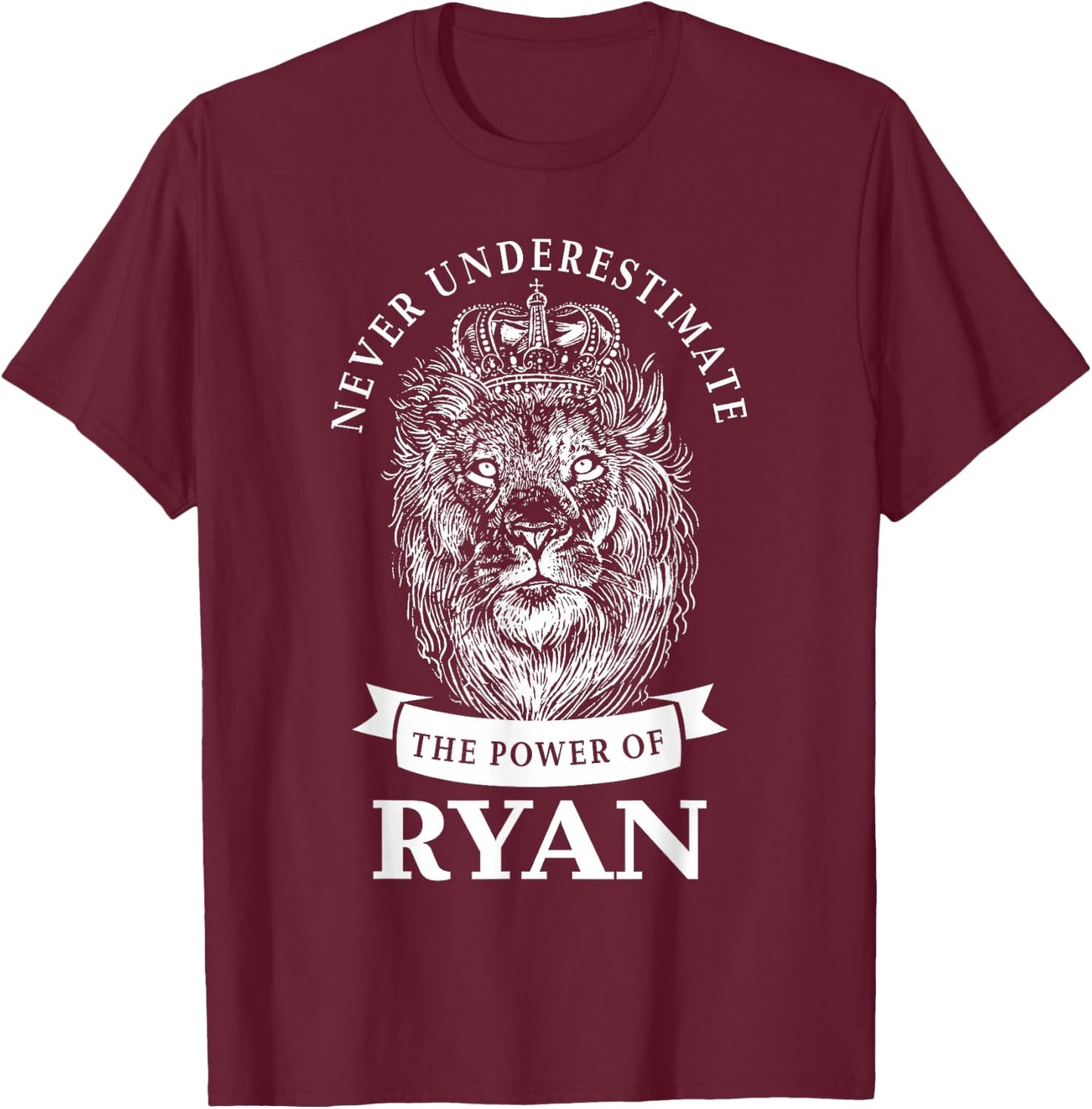 Ryan Gift Name Lion T-Shirt - T-Shirt | Maroon