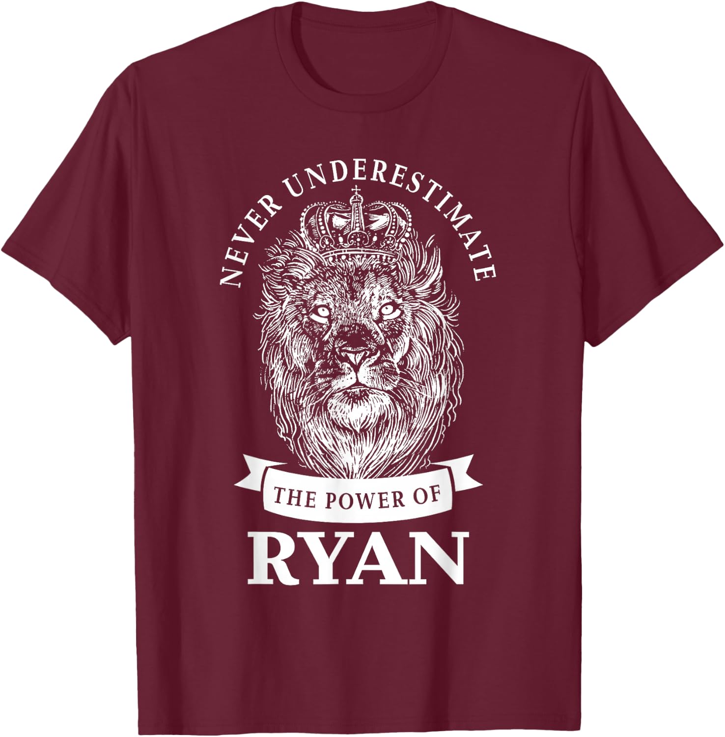 Ryan Gift Name Lion T-Shirt - T-Shirt | Maroon