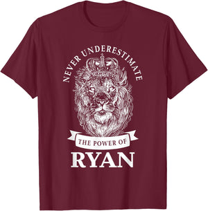Ryan Gift Name Lion T-Shirt - T-Shirt | Maroon