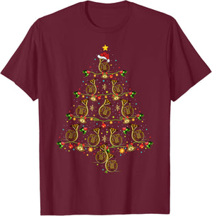 French Horn music Lover Xmas Gift French Horn Christmas Tree T-Shirt - T-Shirt | Maroon