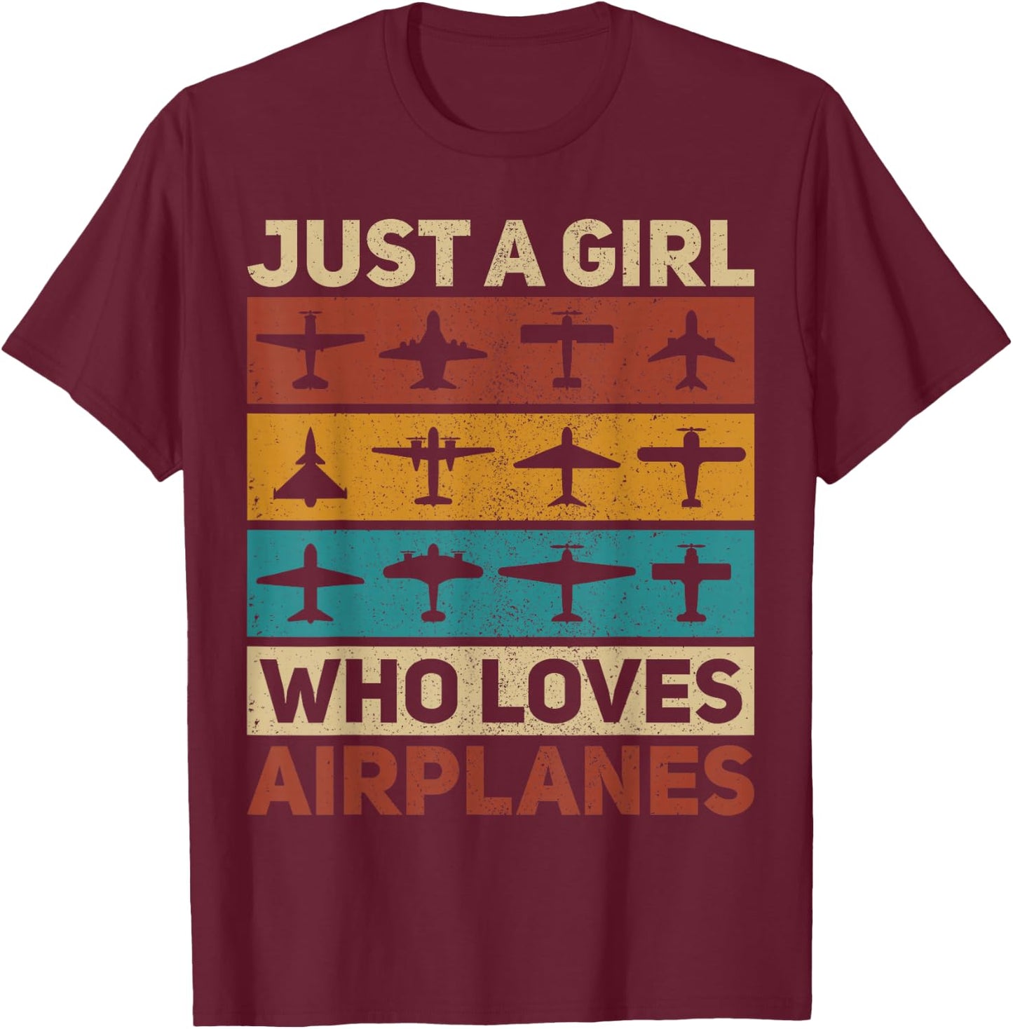 Just A Girl Who Loves Airplane Pilot Plane Aviation Airplane T-Shirt - T-Shirt | Maroon