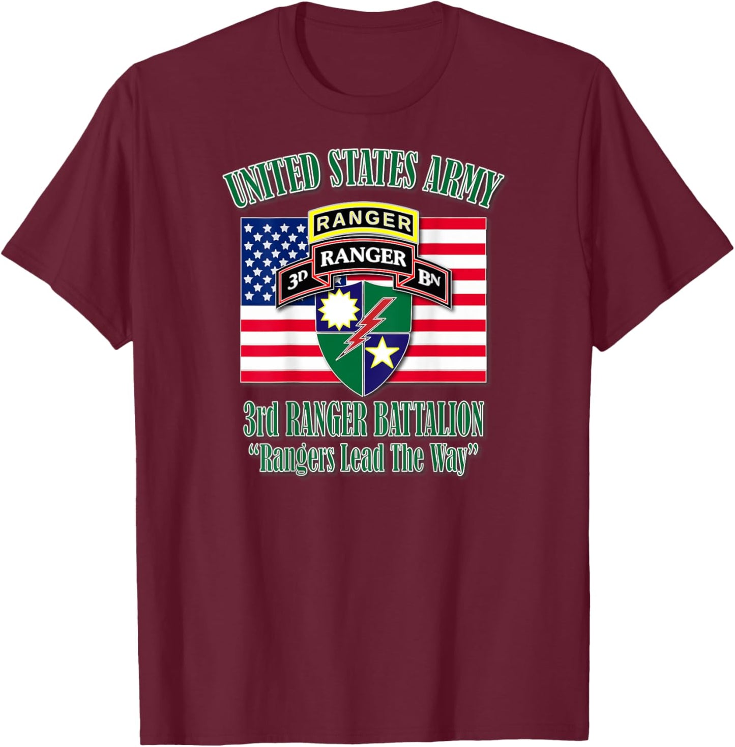 3rd Ranger Battalion (Back Design) T-Shirt - T-Shirt | Maroon