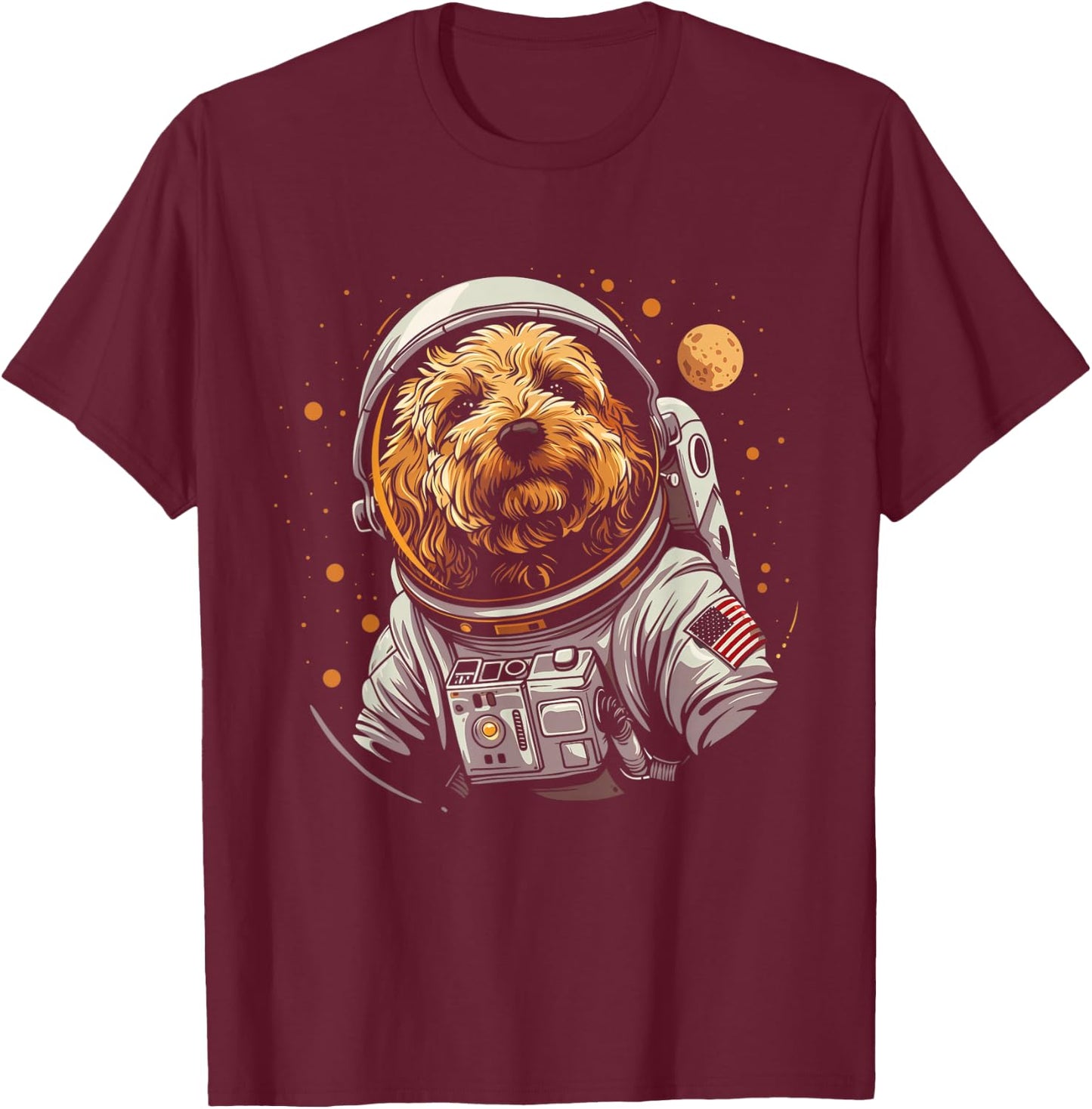 Goldendoodle Astronaut Space Suit Funny Doodle Dog Mom Dad T-Shirt - T-Shirt | Maroon