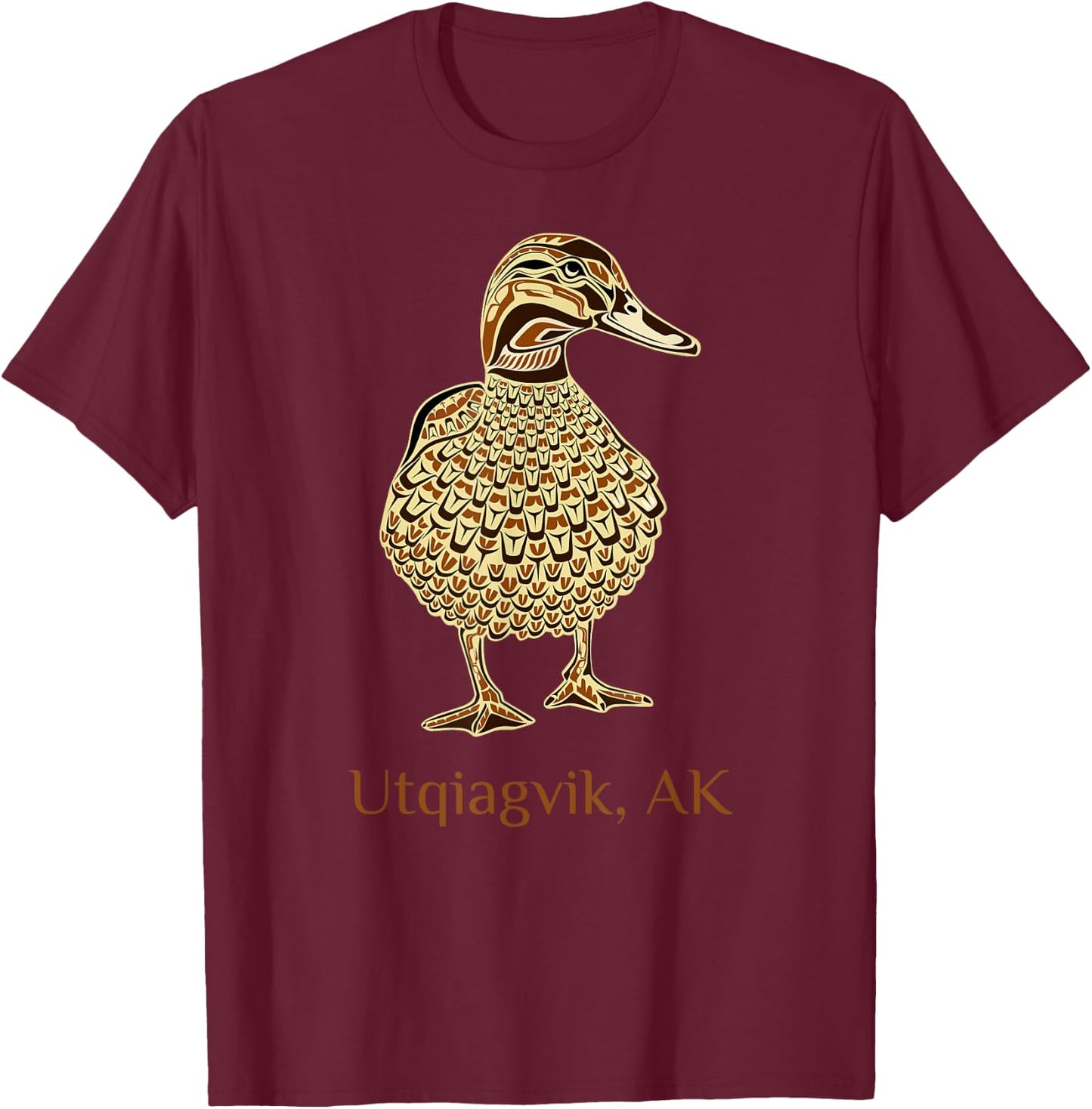 Utqiagvik Alaska Mallard Duck Bird Lover Native American T-Shirt - T-Shirt | Maroon