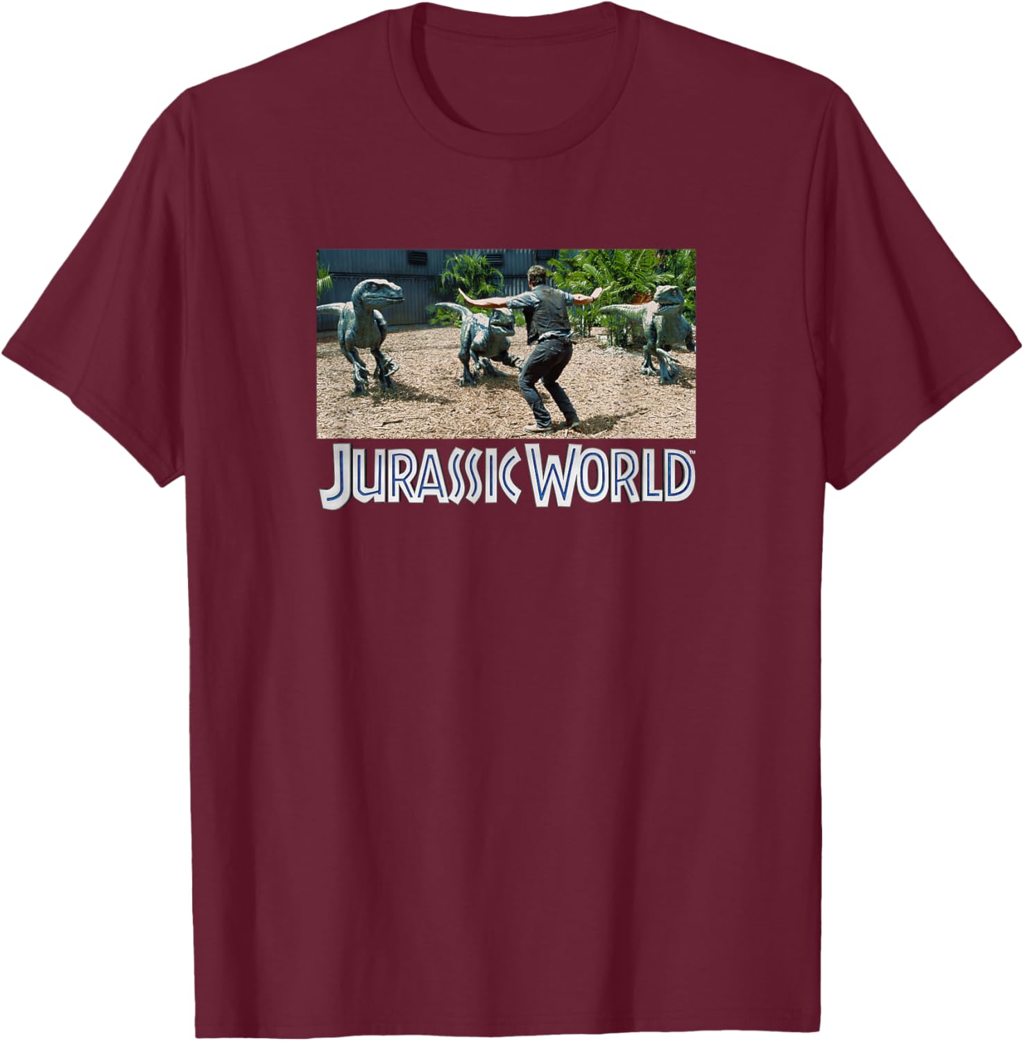 Jurassic World Owen Grady Velociraptor Trainer , Black, Small T-Shirt - T-Shirt | Maroon