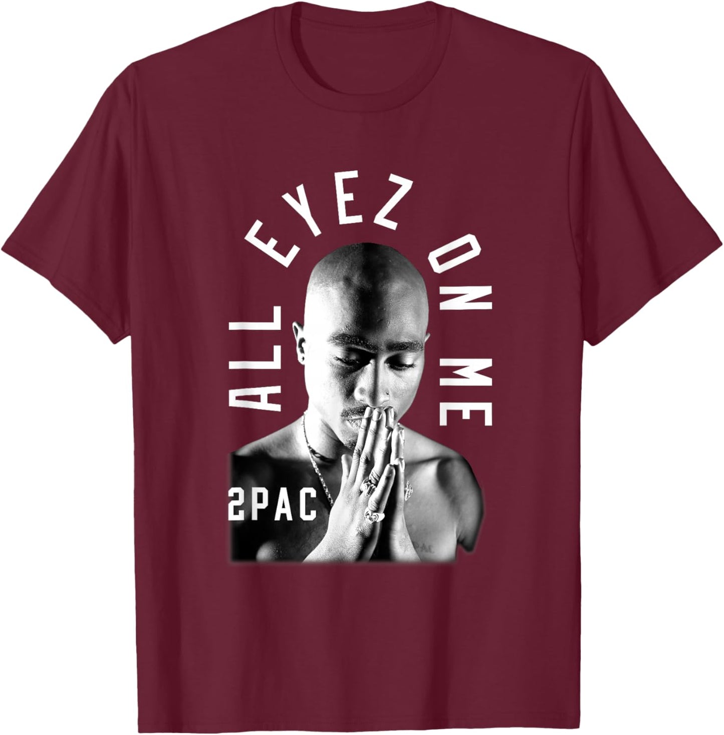Tupac Shakur Me Against the World Classic Fit - Black, Cotton, Polyester, Short Sleeve T-Shirt - T-Shirt | Maroon