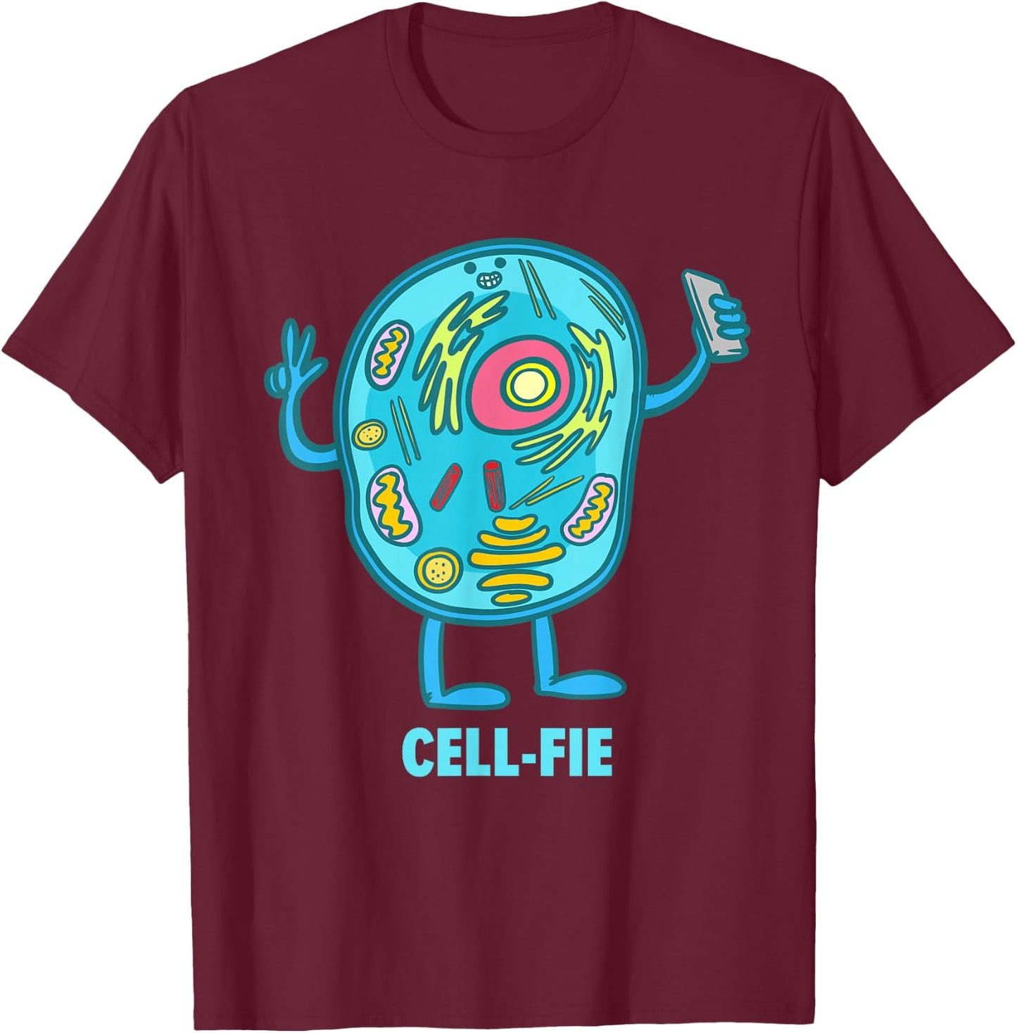 Cell-Fie Funny Pun Science Chemistry Cell Selfie T-Shirt - T-Shirt | Maroon