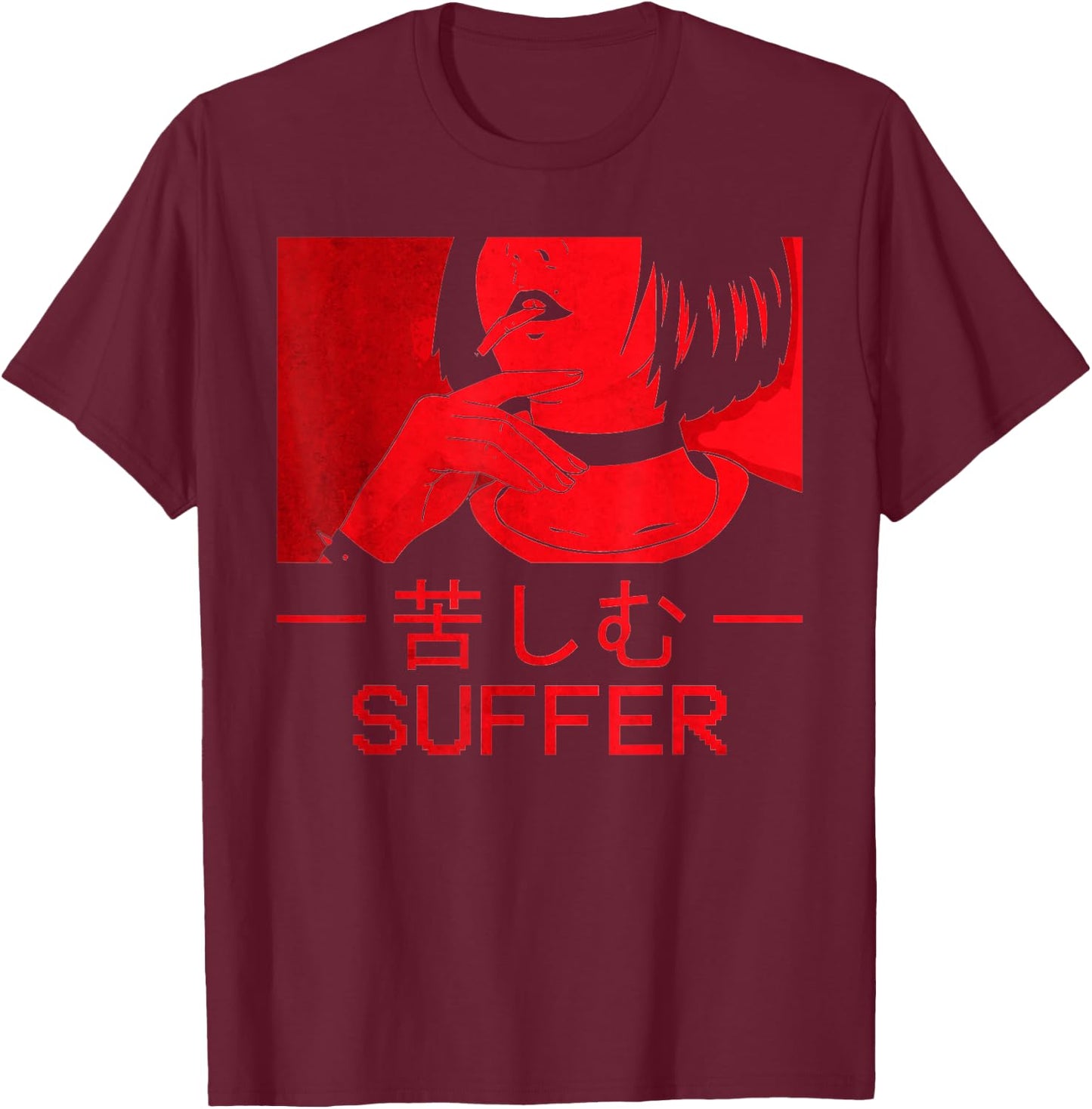 Soft Grunge Aesthetic Anime Girl Egirl Eboy Goth Suffer T-Shirt - T-Shirt | Maroon