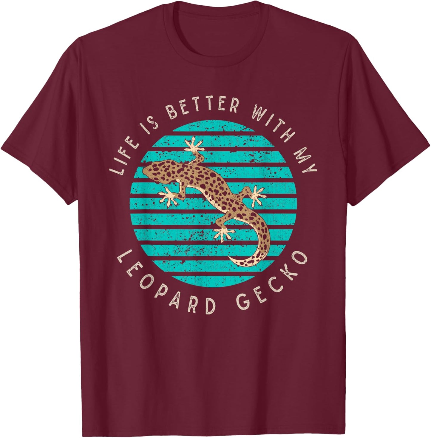Reptile Pet Owner Funny Lizard Animal Lover Leopard Gecko T-Shirt - T-Shirt | Maroon