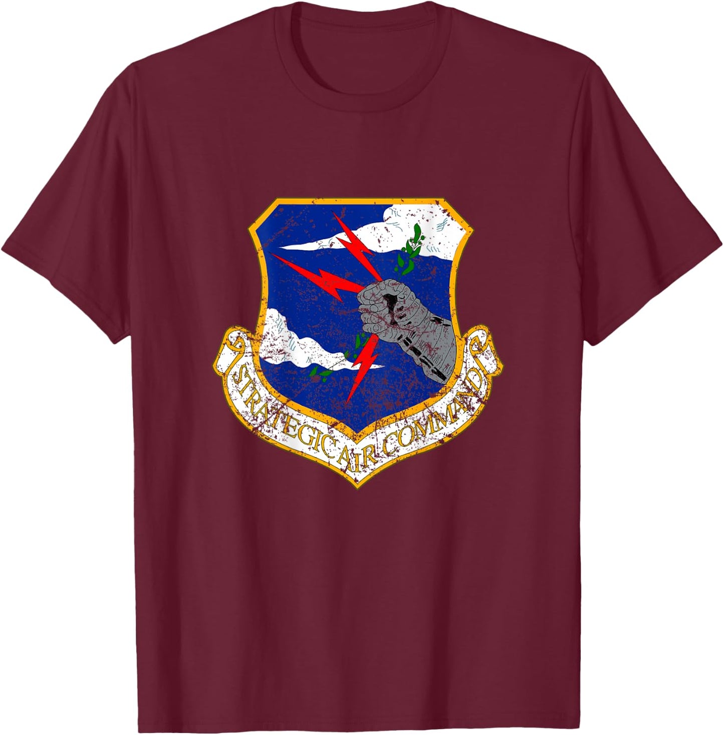 Strategic Air Command Military Pilot Roundel [Back] T-Shirt - T-Shirt | Maroon