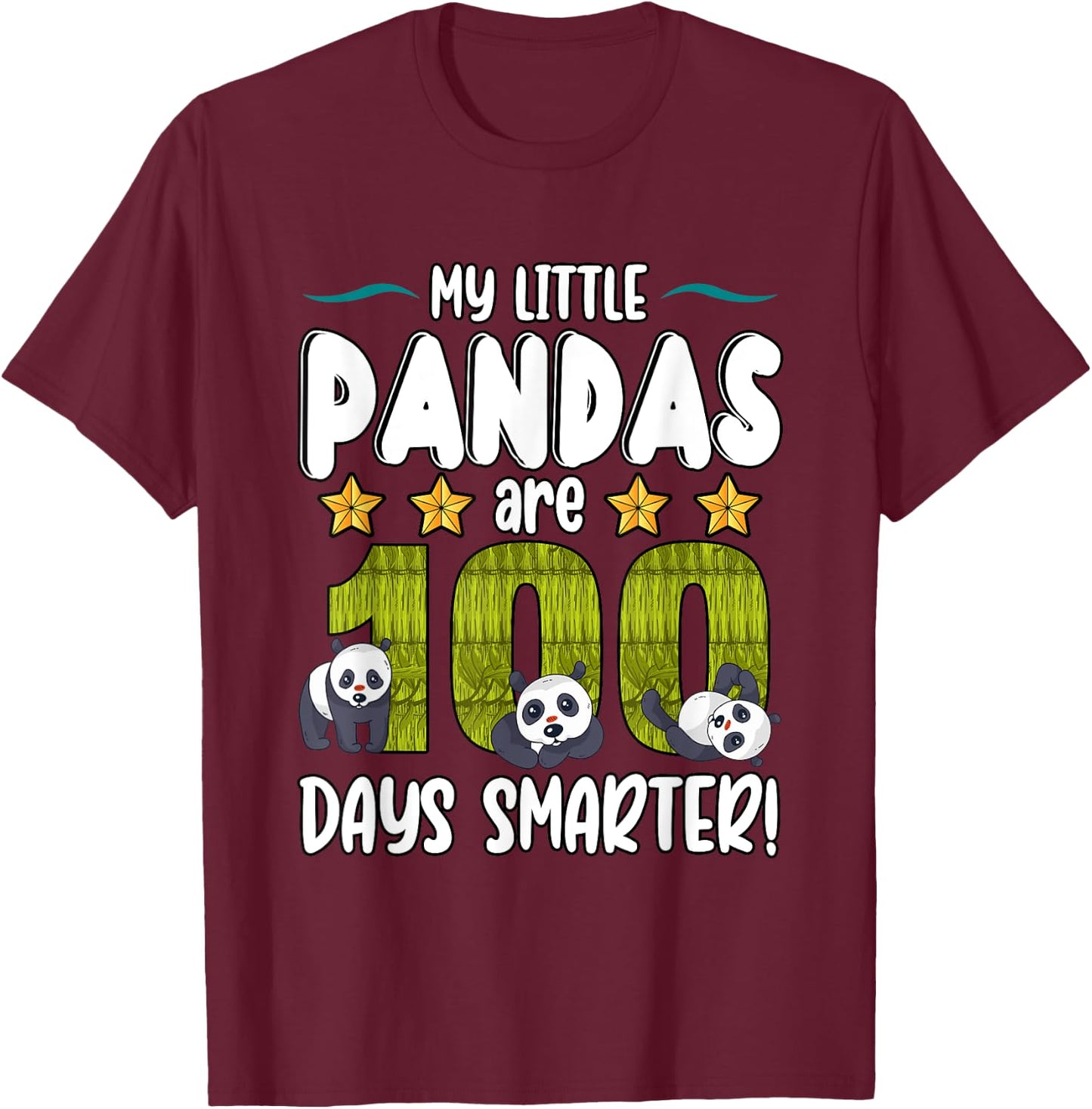My Little Pandas Are 100 Days Smarter Teacher Student T-Shirt - T-Shirt | Maroon