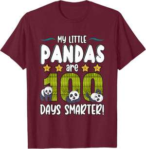 My Little Pandas Are 100 Days Smarter Teacher Student T-Shirt - T-Shirt | Maroon