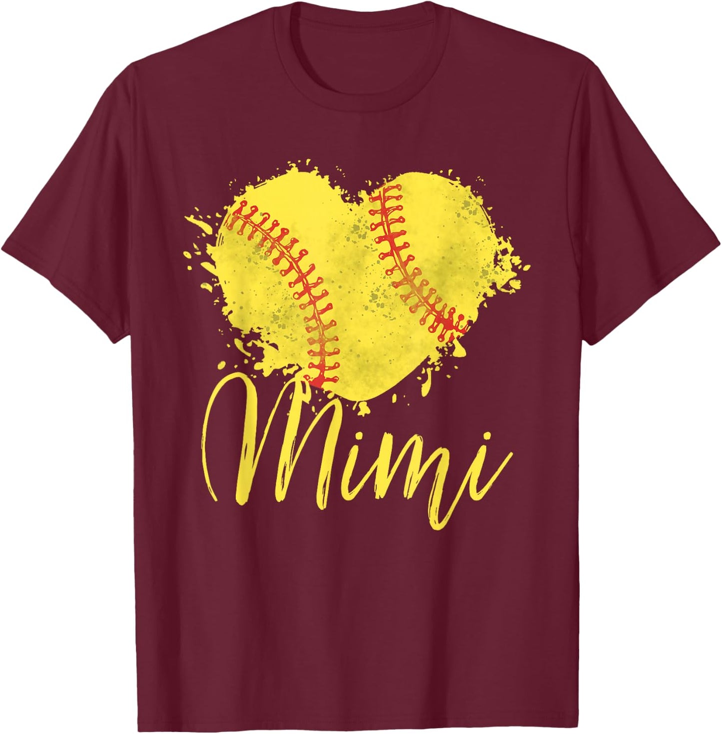 Softball Mimi Softball Love Heart T-Shirt - T-Shirt | Maroon