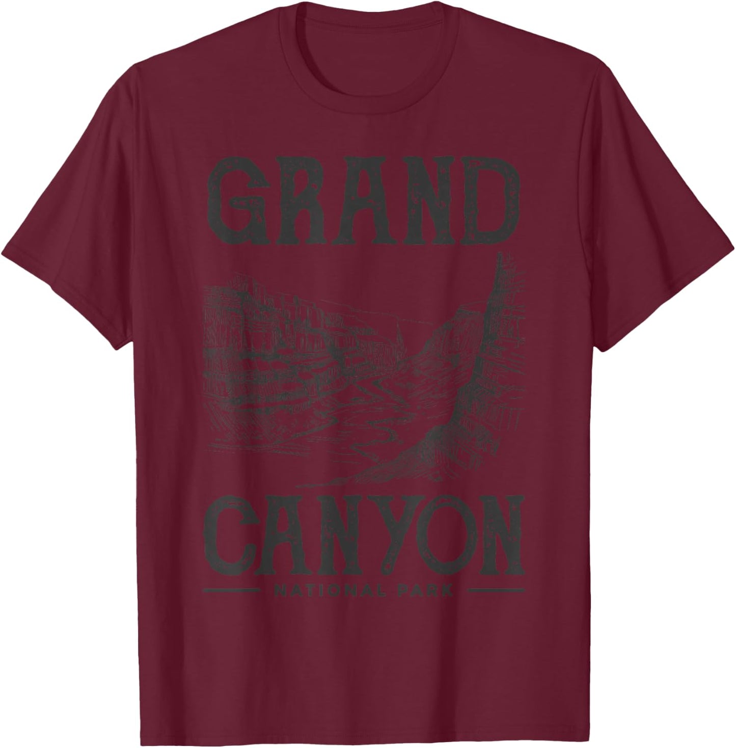 Grand Canyon National Park Merchandise Grand Canyon Hiking T-Shirt - T-Shirt | Maroon