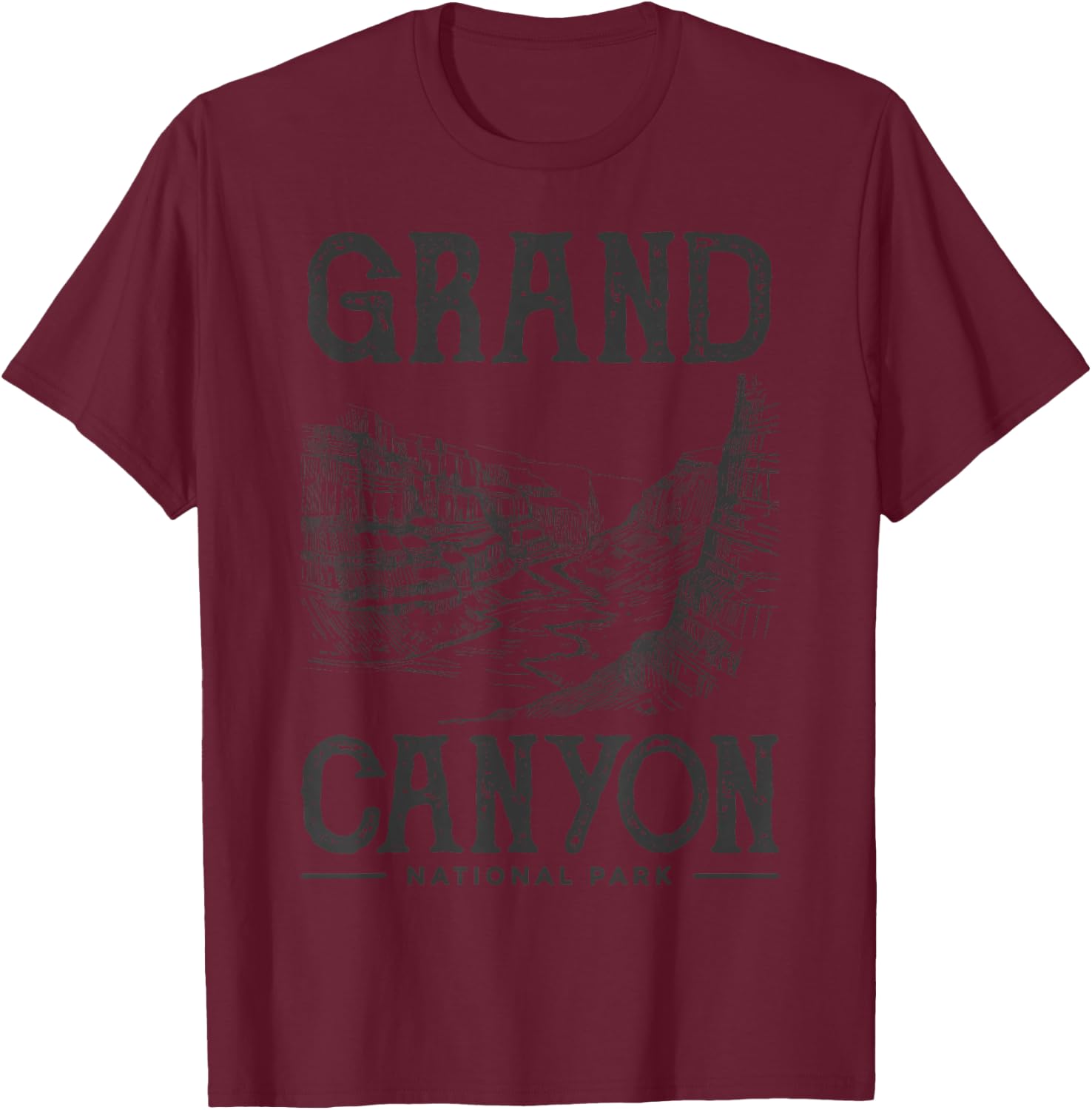 Grand Canyon National Park Merchandise Grand Canyon Hiking T-Shirt - T-Shirt | Maroon