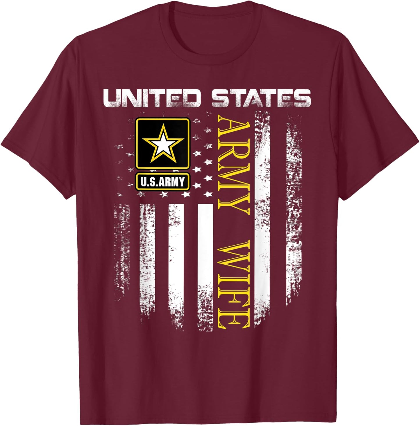 Vintage United States Army Wife With American Flag Gift Kids Men T-Shirt - T-Shirt | Maroon