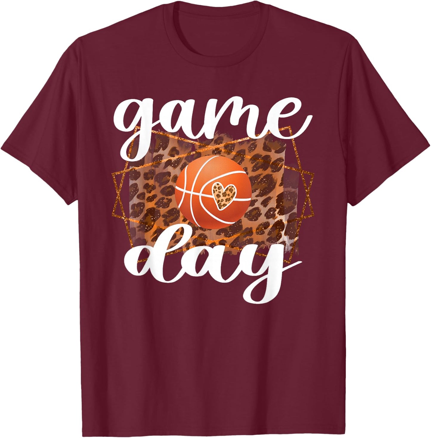 Game Day Leopard Basketball Game Day T-Shirt - T-Shirt | Maroon