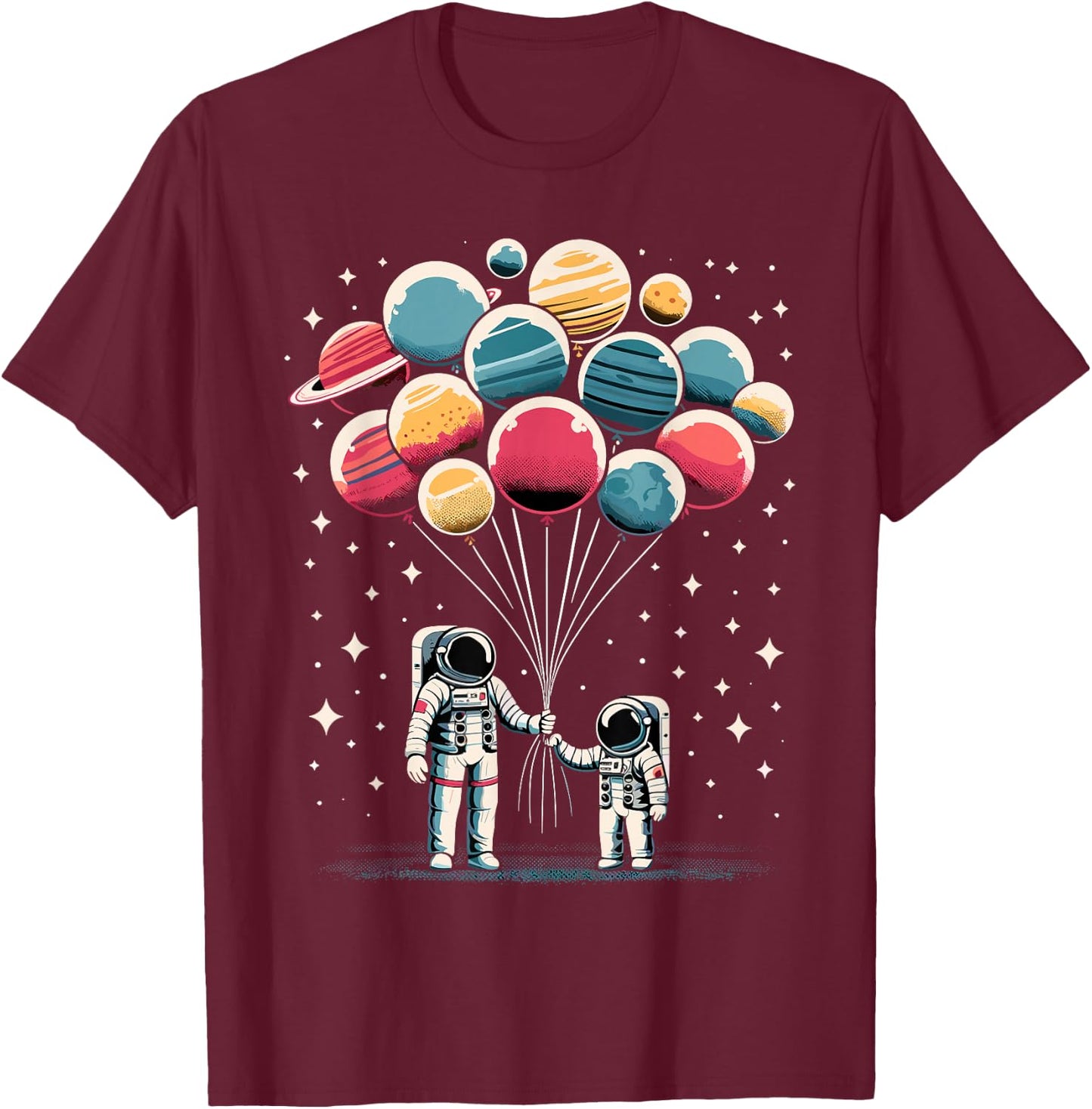 Astronaut Spaceman Retro Space Solar System Astronomy T-Shirt - T-Shirt | Maroon
