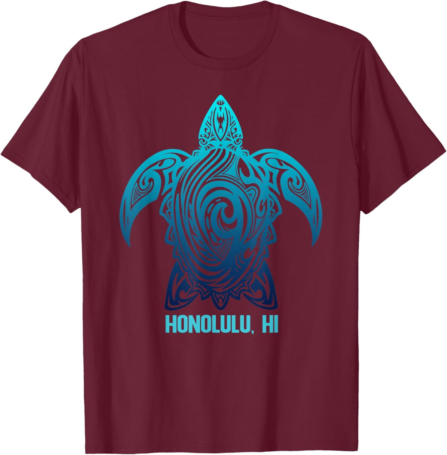 Honolulu Hawaii Tribal Turtle Hawaiian Surfer Diving T-Shirt - T-Shirt | Maroon