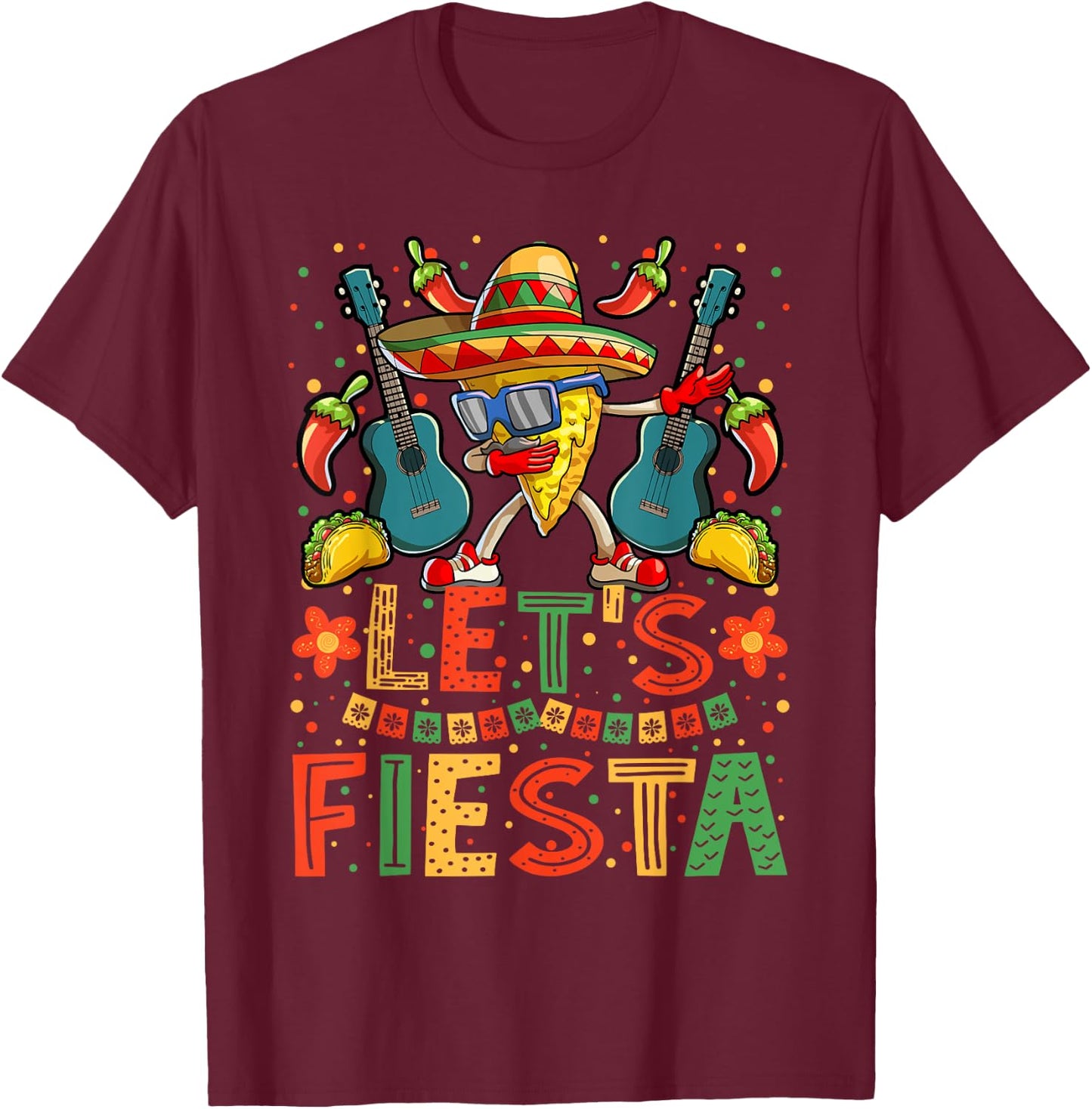 Dabbing Nacho Cinco de Mayo Shirt Women Men Lets Fiesta T-Shirt - T-Shirt | Maroon