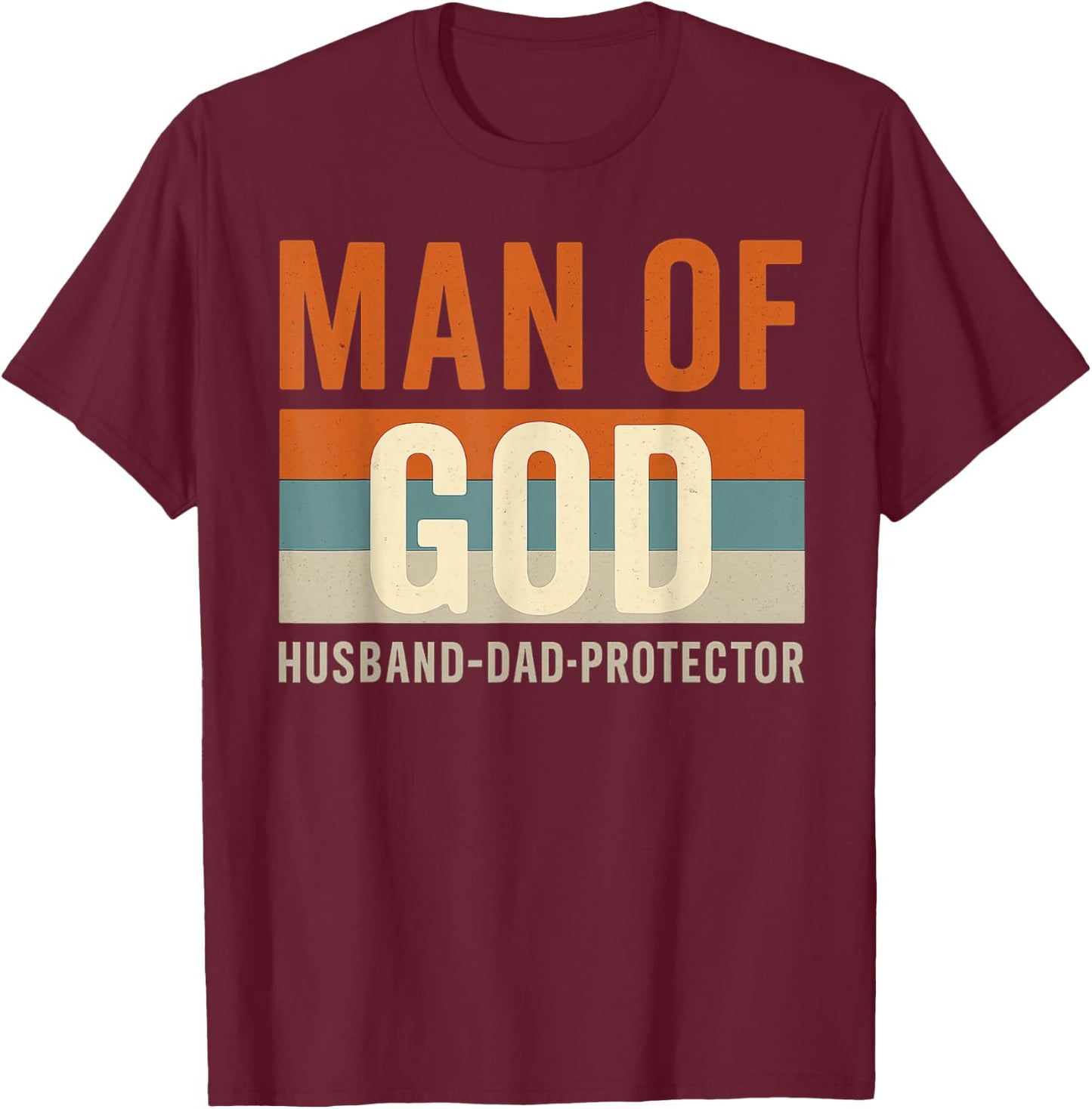 Husband Daddy Protector Hero Christian Dad Fathers Day T-Shirt - T-Shirt | Maroon