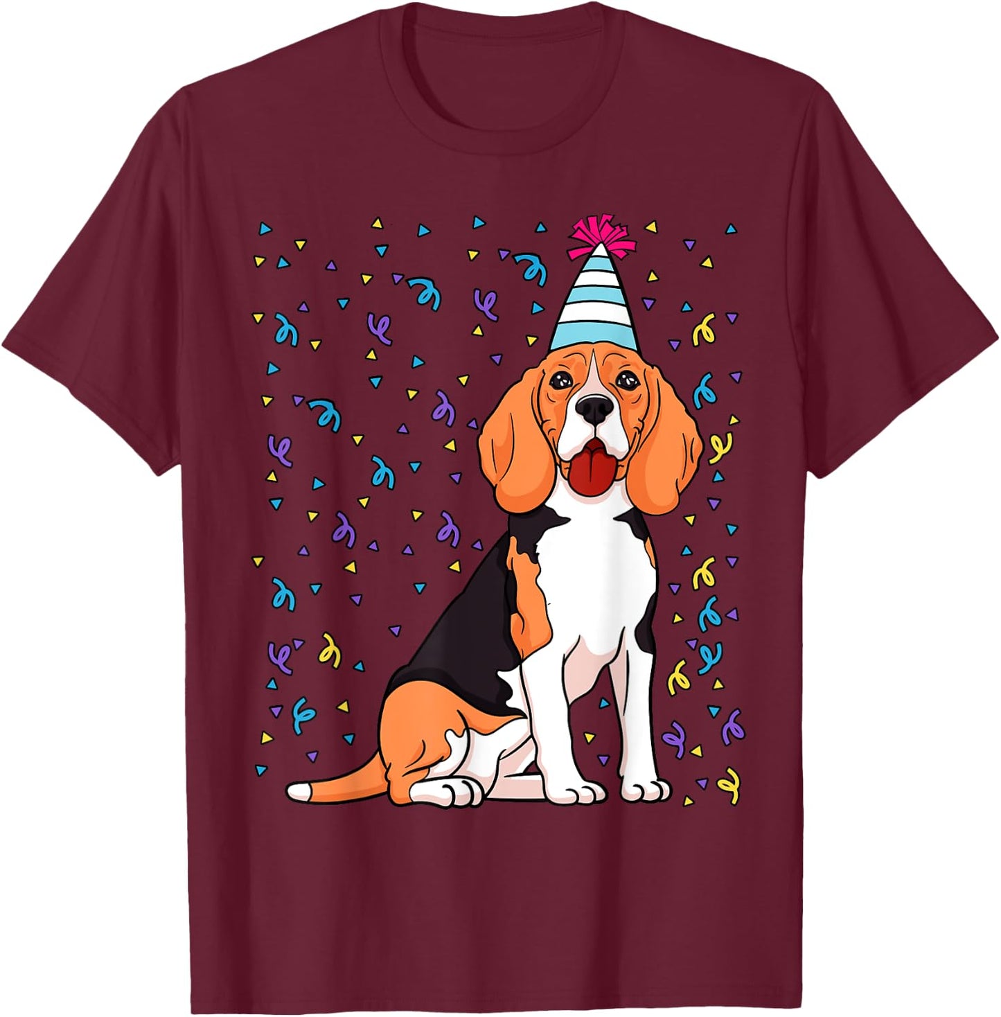 Beagle Dog Birthday Celebration Animal Bday Party Lover T-Shirt - T-Shirt | Maroon