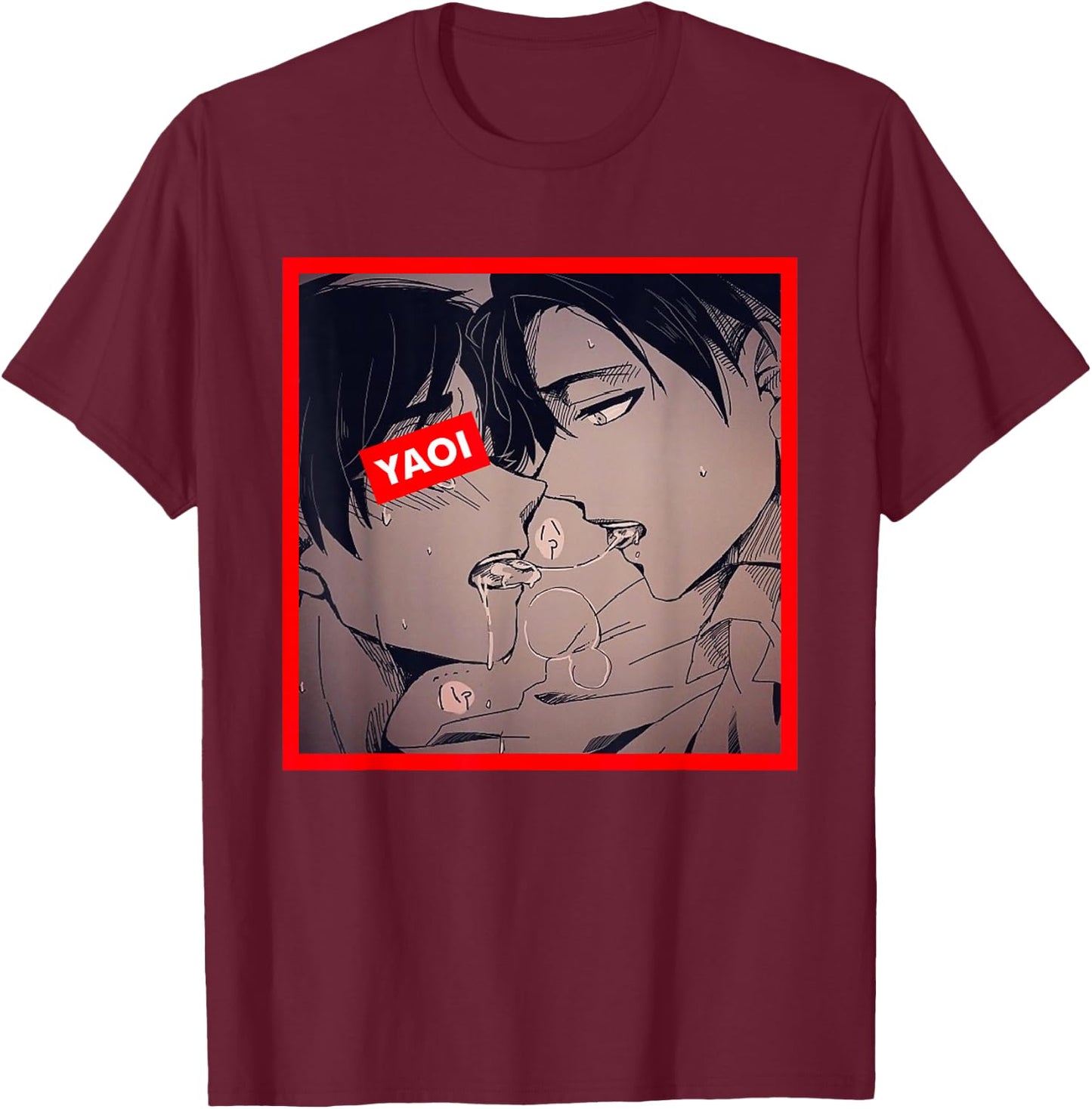 Sloppy Yaoi Ahegao Kiss Shota Lovers T-Shirt - T-Shirt | Maroon