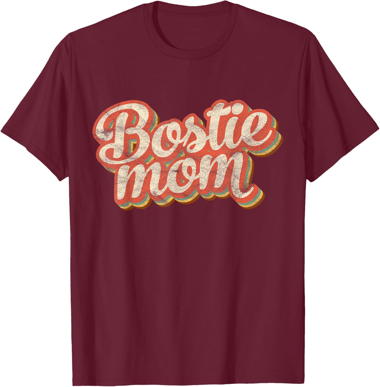 Vintage Boston Terrier Mom Gift Dog Lover Pet Bostie Mama Men Women Girls Kids T-Shirt - T-Shirt | Maroon