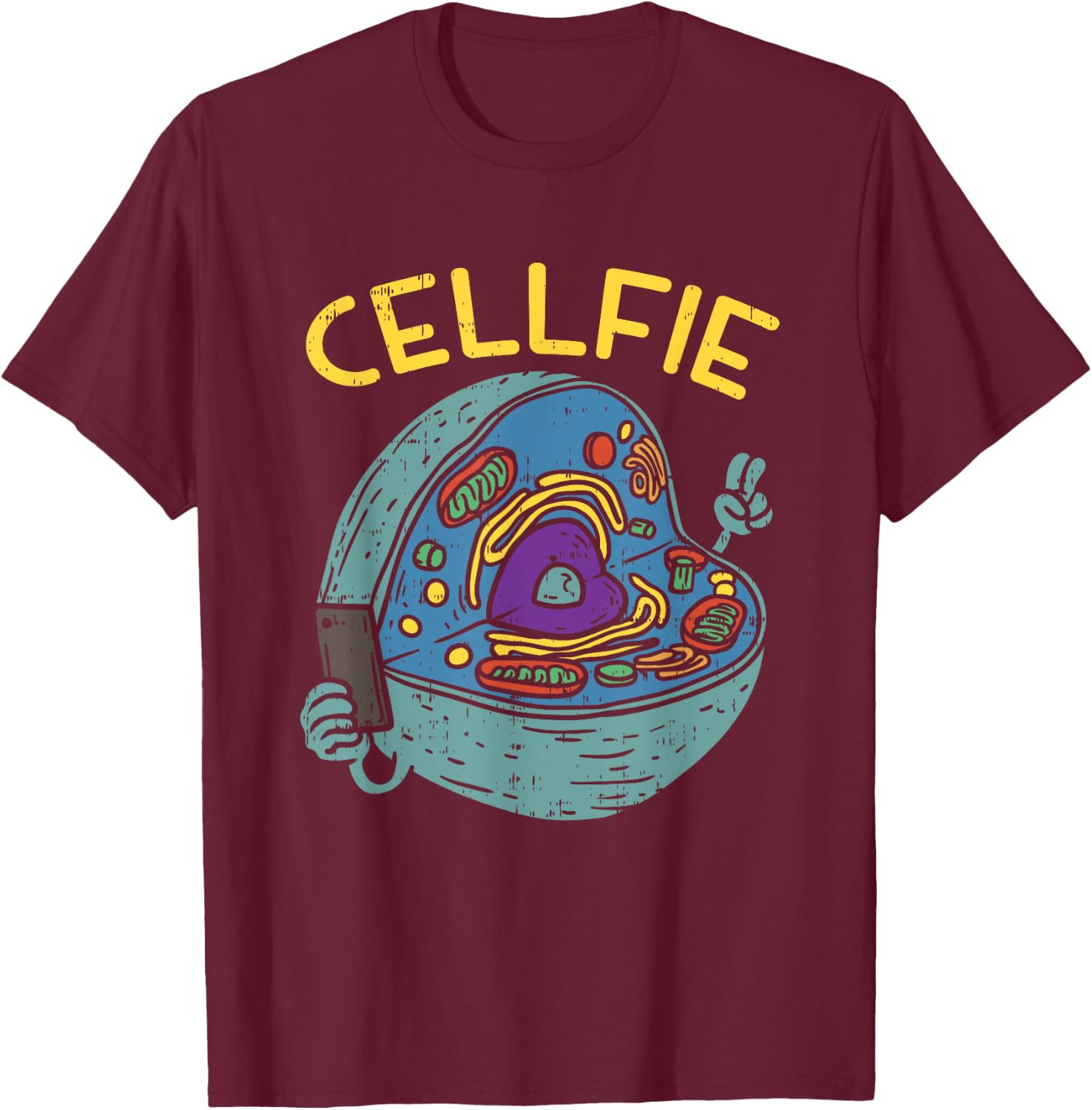 Cell Fie Funny Cellfie Selfie Science Biology Teacher T-Shirt - T-Shirt | Maroon