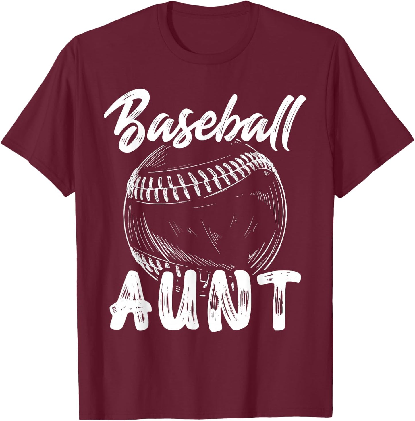 Baseball Aunt Family Matching Players Team Auntie T-Shirt - T-Shirt | Maroon