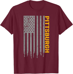 Pittsburgh USA Flag Patriotic American from Pittsburgh T-Shirt - T-Shirt | Maroon