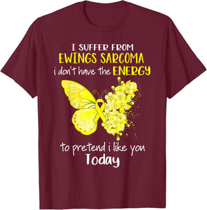 I Suffer From Ewings Sarcoma Awareness Butterfly Yellow T-Shirt - T-Shirt | Maroon