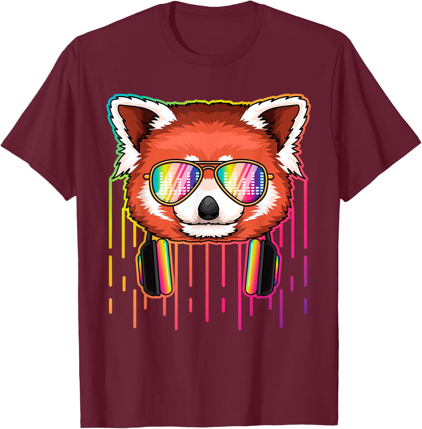 Funny Dj Shirt Red Panda Dj Party Animal Music Lover DJs T-Shirt - T-Shirt | Maroon