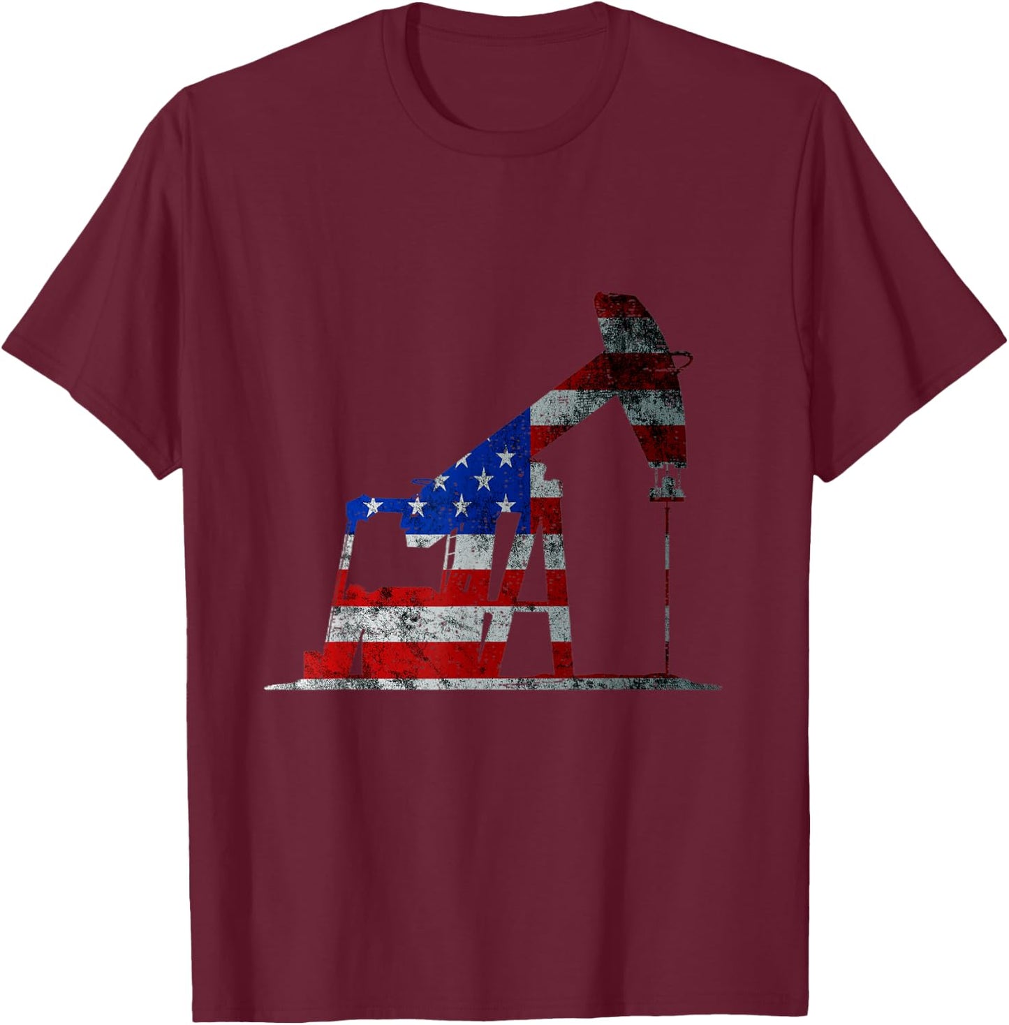 Oilfield Worker Rig Drilling US Flag Oil Rig Man Oil Driller T-Shirt - T-Shirt | Maroon