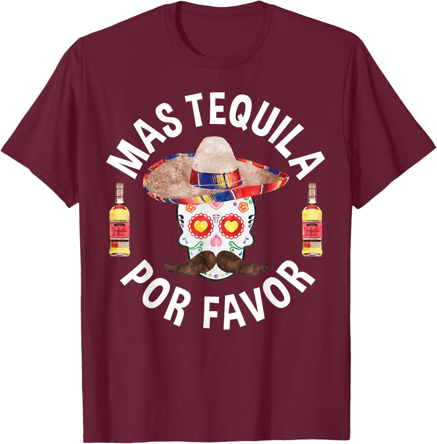 Mas Tequila Por Favor Shirt Men Women Cinco De Mayo T-Shirt - T-Shirt | Maroon